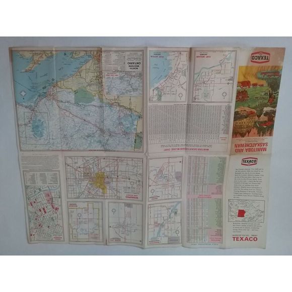 Vintage Texaco Road Map Manitoba Saskatchewan Motor Oil 1968 Ephemera HM Gousha - Picture 6 of 10